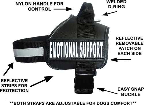 Miniatura 2 de Doggie Stylz Chaleco de apoyo emocional para perro con 2 parches de animales de apoyo emocional extraíbles, reflectante, ligero, fresco, suave, Negro