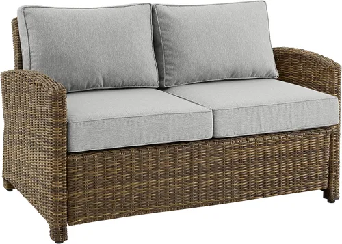 Miniatura 15 de Crosley Furniture KO70022WB-NV Bradenton Sofá biplaza de mimbre para exteriores, marrón con cojines azul marino