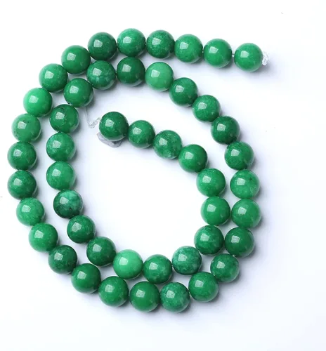 Miniatura 5 de 60 piezas de cuentas de jade verde natural de 15⁄64 pulgadas (6 mm) con cuentas de jade de nube verde redondas, piedras preciosas sueltas de cristal