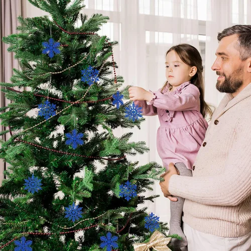 Miniatura 7 de 36 piezas de decoraciones navideñas de copos de nieve con purpurina, copos de nieve, adornos de Navidad, copos de nieve de plástico, decoraciones