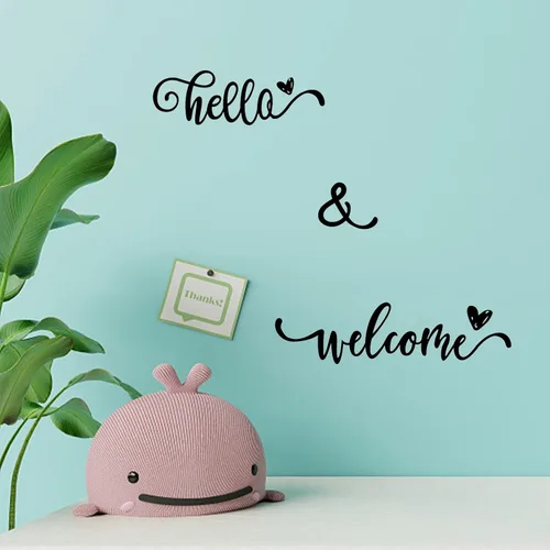 Miniatura 6 de PLIGREAT Calcomanías de pared con texto en inglés "Hello & Welcome Quotes", calcomanías de pared de vinilo removible para el hogar, oficina, lugar