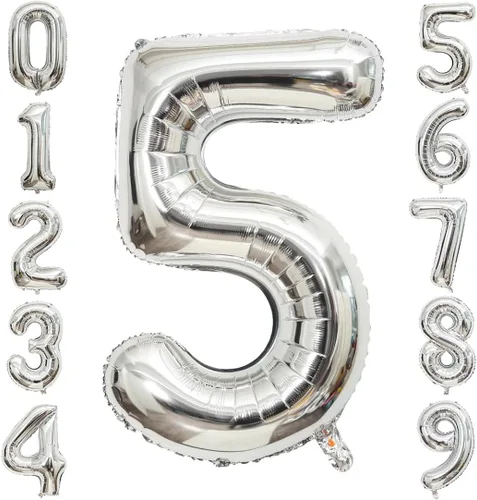 Miniatura 10 de Globos de 0 números plateados 0 globos de número 40 pulgadas número 0 globos de aluminio Mylar