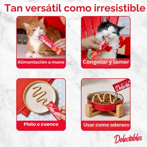Miniatura 5 de Delectables Squeeze Up - Paquete variado de golosinas para gatos para lamer sin mariscos, 20 unidades (paquete de 1)