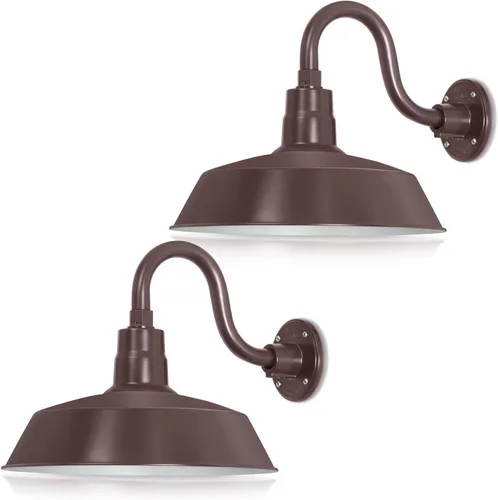 Miniatura 39 de 14 pulgadas. RLM Warehouse - Pantalla con brazo de cuello de cisne y bombilla Led A19 5000K de 9W Galvanizado (paquete de 2)