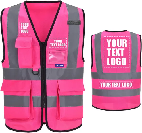 A-SAFETY Chaleco de Seguridad Reflejante de Alta Visibilidad con Logo Personalizado (XS-8XL)