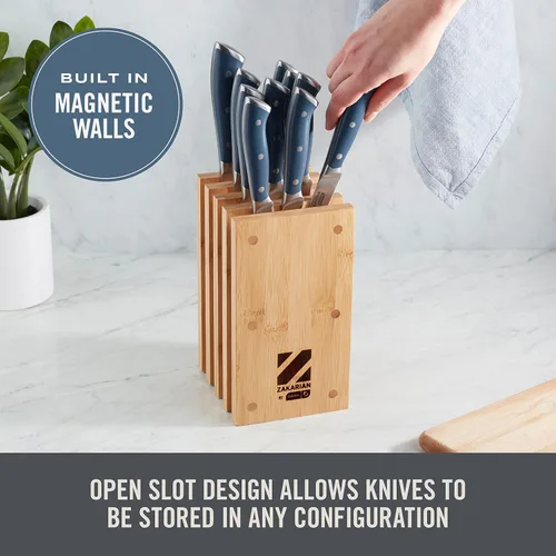 Miniatura 4 de Zakarian by Dash - Juego de cuchillos de cocina de 11 piezas con bloque, cubiertos forjados de acero inoxidable alemán con bloque magnético