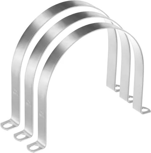 Miniatura 71 de M METERXITY Paquete de 3 abrazaderas de conducto, correa rígida de acero inoxidable 304 de 3-1/2 pulgadas M89 U con 2 agujeros