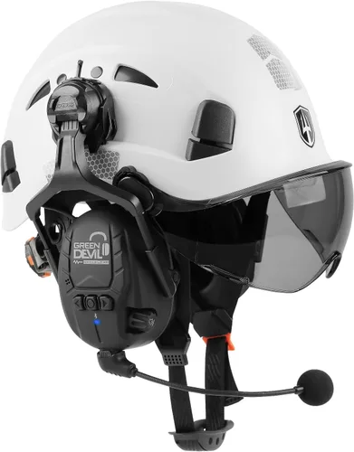 Miniatura 11 de CASCO DE SEGURIDAD CON VISERA Y OREJERAS BLUETOOTH GREEN DEVIL Casco Duro de Trabajo con Protección Completa, Ventilado, Casco de Construcción ANSI