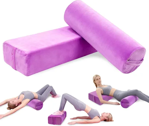 JZHLLA Juego de 2 almohadas de yoga lavables, funda de terciopelo para meditación, con espuma de alta densidad y asa de transporte, cojines