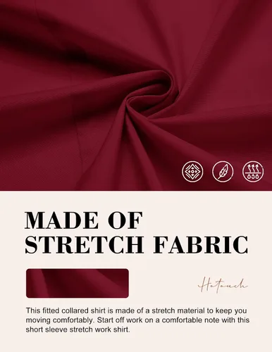 Miniatura 4 de HOTOUCH Camisas básicas con botones para mujer, manga 34, elásticas, con botones, camisa de vestir ajustada para camarera