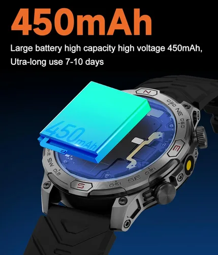 Miniatura 6 de Reloj inteligente para exteriores, responder llamadas, notificación de mensajes, reloj inteligente militar, compatible con iPhone, Android, linterna