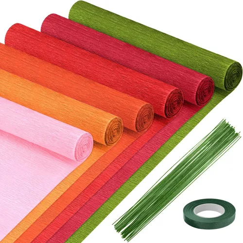 Miniatura 9 de Mlurcu Papel crepé - 6 rollos de serpentinas de crepé verdes, 10 pulgadas de ancho, kit de manualidades de flores para bodas y fiestas de festivales