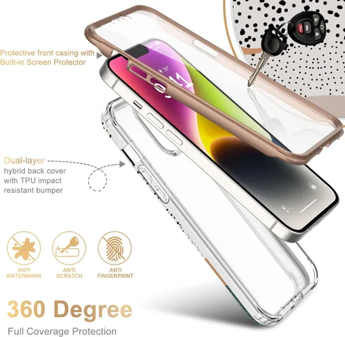 Miniatura 2 de Esdot Funda para iPhone 14 con Protector de Pantalla Integrado, Funda Resistente de Grado Militar con Diseños de Moda para Mujeres y Niñas, Funda