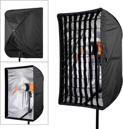 Miniatura 6 de Difusor de softbox para paraguas, 23.6 x 35.4 in, de nailon, rectangular, con rejilla, tela suave, estudio al aire libre, equipo de fotografía