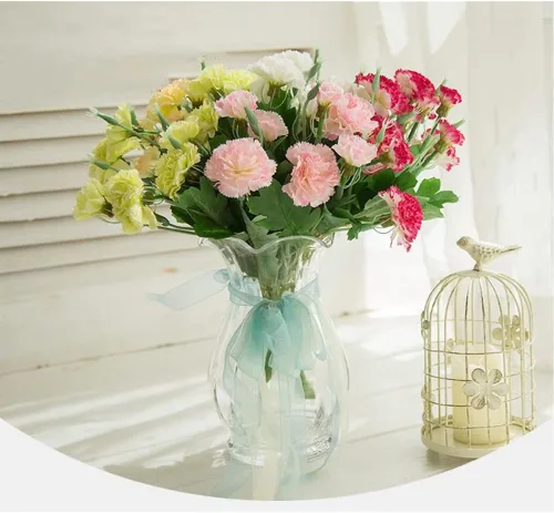 Miniatura 5 de Corkwaw Claveles artificiales de 40 cabezas, ramo de hortensias de seda, planta de plástico adecuada para accesorios de fotos, fiestas familiares