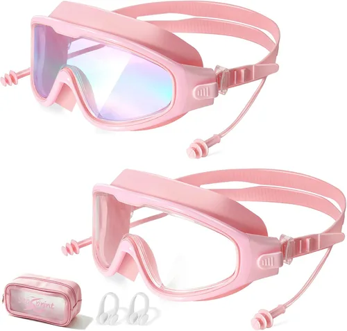 Miniatura 14 de Gafas de natación para adultos, a prueba de fugas, gafas de piscina antivaho, gafas de natación de visión amplia con tapones para los oídos y clip
