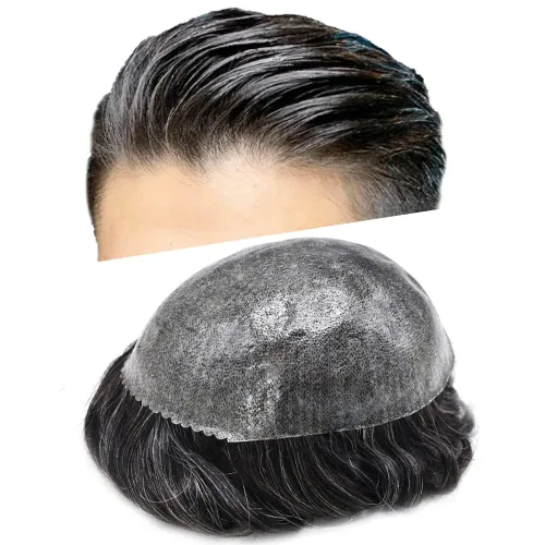 Miniatura 69 de Toupee Hair Piece For Men 100% Real Human Hair System Natural Looking Hairpieces For Men Hair Units Protesis Capilar Para Hombre 8''X10'' #610#6