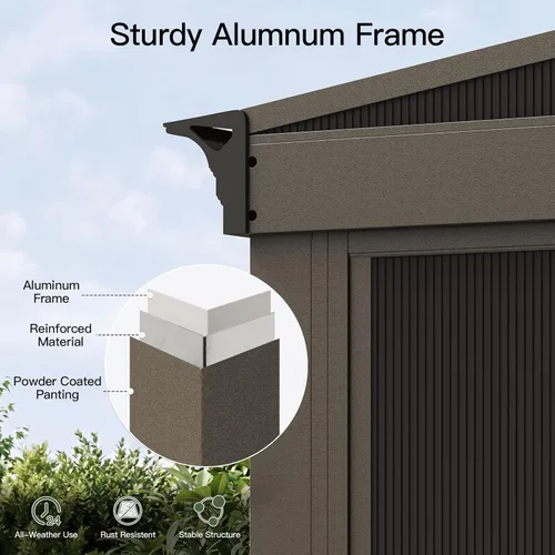 Miniatura 4 de Aoxun Solárium montado en la pared de 10 x 12 pies, solárium de aluminio cerrado inclinado a cenador con techo inclinado de acero galvanizado