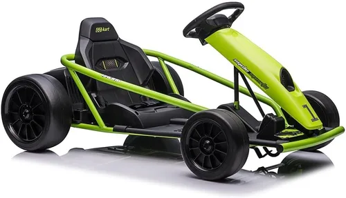 Miniatura 16 de Go Kart de 24 V para niños de 8 a 12 años, 300 W x 2 motores extra potentes, batería grande de 9 Ah de 8.1 MPH de alta velocidad con música, bocina