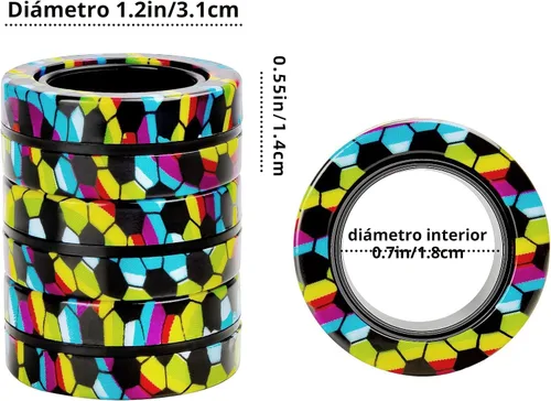 Miniatura 5 de Juego de anillos magnéticos para ansiedad, juguetes para ansiedad con TDAH, anillos giratorios para adultos para terapia de alivio de ansiedad, gran