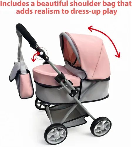 Miniatura 8 de Anano - Cochecito de muñeca de bebé, organizador de viaje para bebé, juguete de juguete, cochecitos de muñecas para niñas, accesorios de muñecas