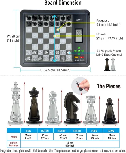 Miniatura 7 de Tablero de Ajedrez Electrónico L6 con Luces LED, Juego de Ajedrez de Computadora con Visualización de Posición de Piezas, Juego de Ajedrez