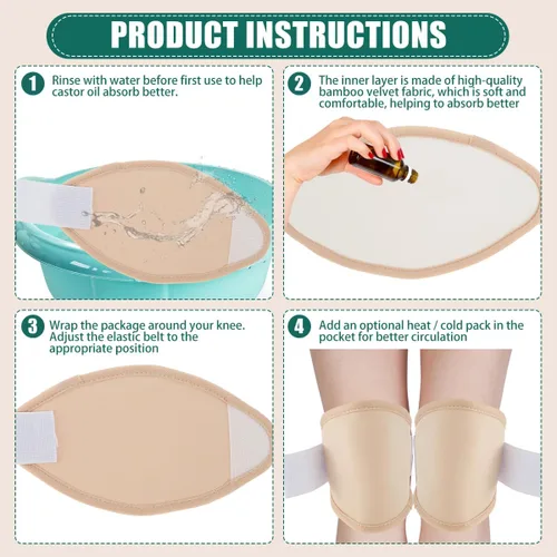 Miniatura 4 de Paquete de 2 unidades de aceite esencial para rodilla, tobillo, codos, brazos y pies, paquete de aceite de rodilla de franela de bambú reutilizable