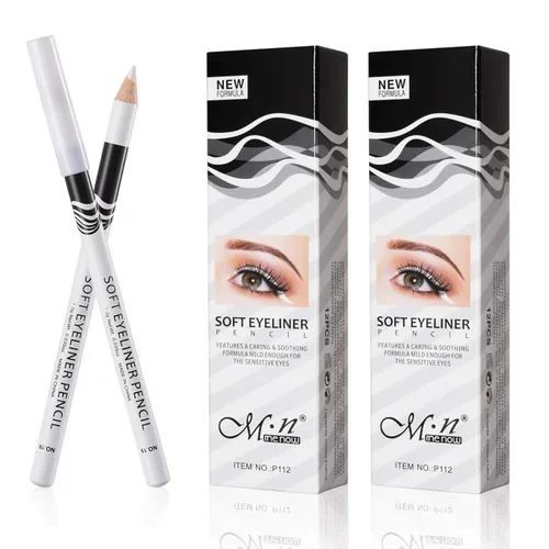 Miniatura 9 de Fashionwu Lápices delineadores de ojos blancos de uso profesional como resaltador, suaves, impermeables, sombra de ojos de larga duración