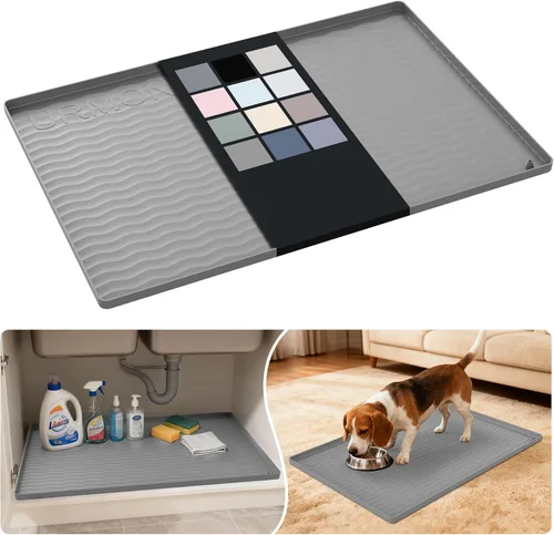 Miniatura 39 de URMONA Tapete de silicona impermeable para debajo del fregadero, 34 x 22 pulgadas, forro para estante de cocina y baño, protector de gabinetes