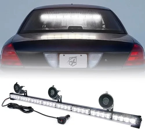 Miniatura 11 de Xprite Barra de luz de asesor de tráfico de 35.5 pulgadas, luces estroboscópicas LED de emergencia con 21 patrones de flash, montaje de succión