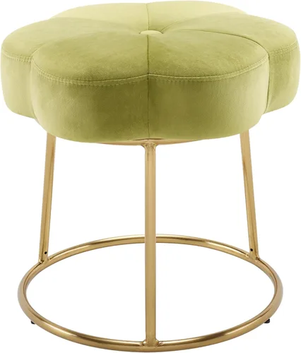 Linon Talulah - Taburete decorativo y tocador verde claro y dorado