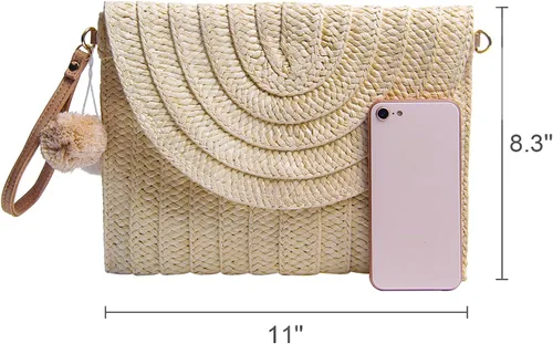 Miniatura 2 de Freie Liebe Bolsos de mano de paja para mujer, bolsos de playa de verano, bolsos de mano tejidos tipo sobre