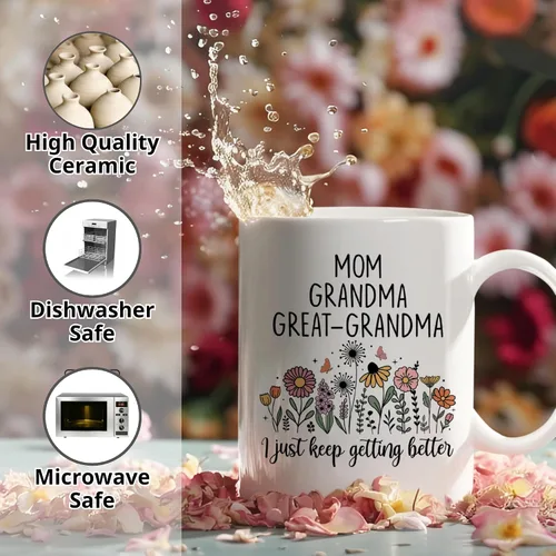 Miniatura 4 de Regalos de Navidad para Bisabuela, Promocionada a Bisabuela en Taza, Anuncio de Embarazo para Bisabuelas, Regalo del Día de la Madre para Blanco