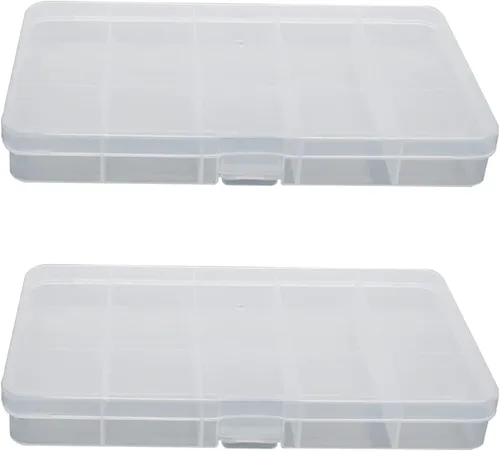 Miniatura 5 de Heyiarbeit Caja de almacenamiento de componentes, 10 rejillas de plástico fijas para componentes electrónicos, cajas de herramientas, color blanco