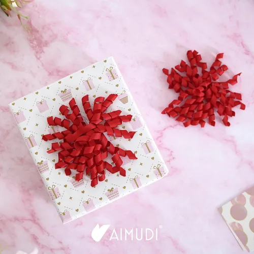 Miniatura 6 de AIMUDI Lazos rizados rojos de 4 pulgadas, lazos de cinta rizada autoadhesivos, lazos para envolver regalos, cinta de grogrén, lazos para bolsas