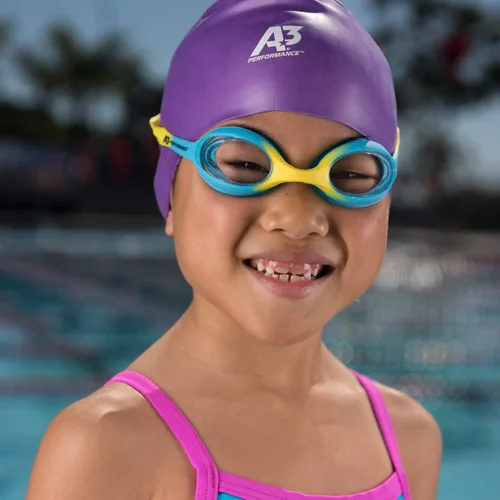 Miniatura 2 de A3 Flex Youth Swim Goggles 3-10 Leak-Free & Comfortable Kids Swim Goggles Easy Adjust Split Head Straps Aqua/Amarillo