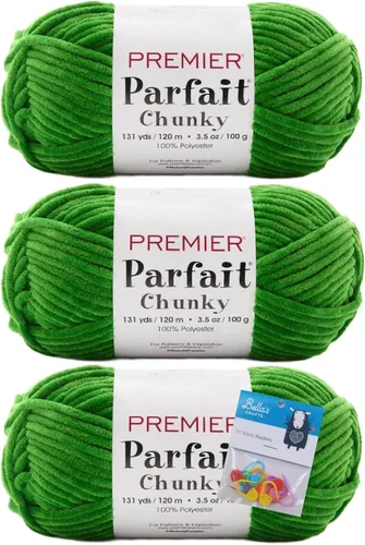 Miniatura 22 de Premier Yarns Parfait - Paquete de 3 unidades de felpilla gruesa de 3.5 onzas, peso supervoluminoso, paquete de 3 unidades con soportes para puntada