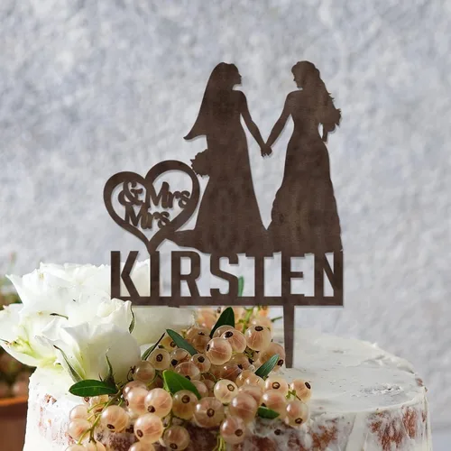 Miniatura 5 de Decoración para tarta de boda con silueta lesbiana del mismo sexo, decoración para tartas de compromiso para ella y ella, decoración para tartas
