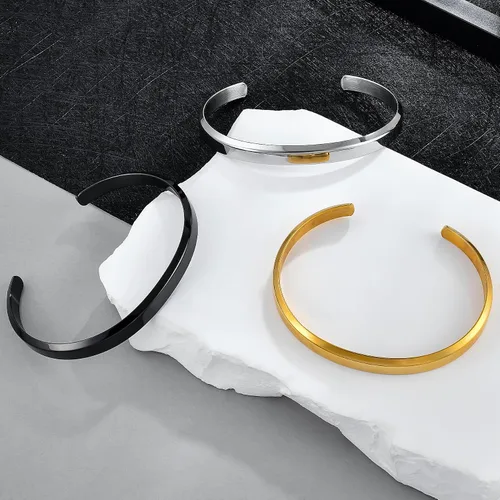 Miniatura 4 de Pulsera ajustable de acero inoxidable para mujer, color oro/plata/negro