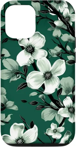Miniatura 27 de White Dogwood Flower Pattern Green Black & White Case for iPhone 17