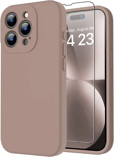 Miniatura 17 de bicol Funda para iPhone 15 Pro con protector de pantalla, protección mejorada del lente de la cámara, funda protectora de silicona líquida suave