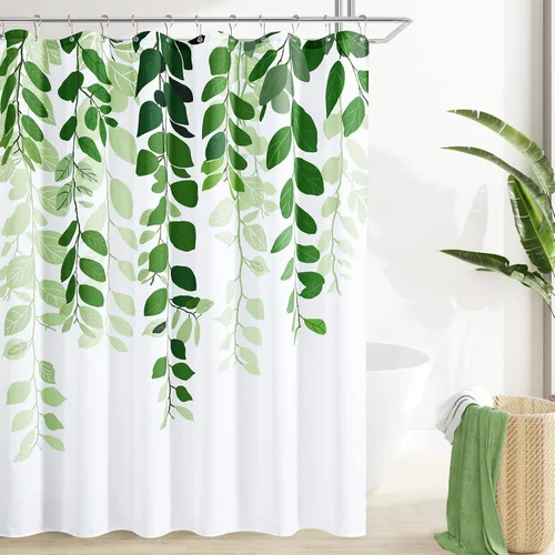 Miniatura 13 de BOODII Cortinas de ducha negras de 36 x 72 pulgadas, cortina de ducha de eucalipto de primavera para baño, cortina de baño con textura de flameado