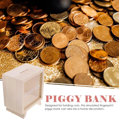 Miniatura 5 de Zerodeko Banco de monedas de madera, alcancía de madera, marco de madera, caja de sombras, caja de ahorro de dinero, caja de dinero, tarro