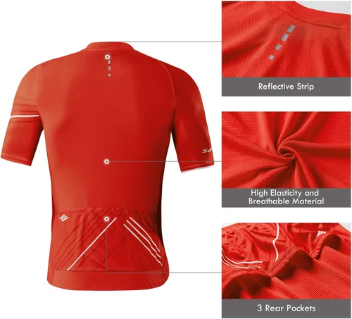 Miniatura 5 de Santic Camiseta de ciclismo para hombre, manga corta, camisas de ciclismo de montaña, chaqueta de bicicleta con bolsillos