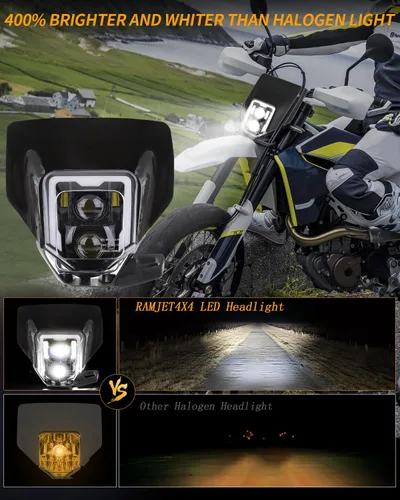 Miniatura 3 de RAMJET4X4 LED Faro de Moto de Tierra Motocross con Marco Compatible con 2017-2024 Husqvarna FE 250 350 450 501 701, TE150 250i 300i, FC250 350 450