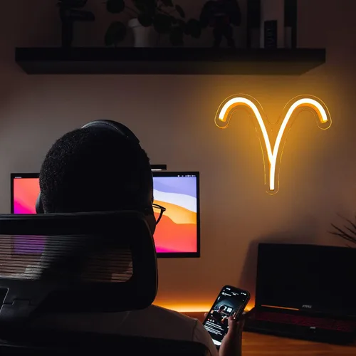 Miniatura 2 de El Letrero de Neón del Horóscopo del Zodiaco, Aries, Letreros de Neón LED para Decoración de Pared, Luces de Neón del Zodíaco Astrológico Hermosas