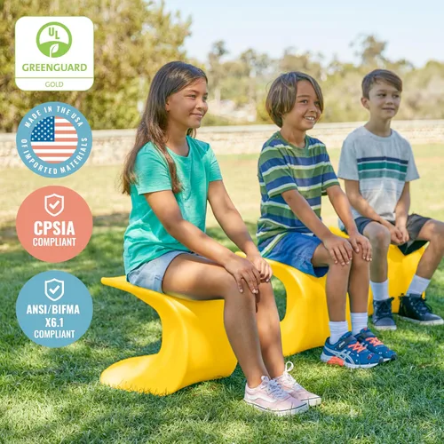 Miniatura 7 de ECR4Kids Asiento Wave, altura del asiento de 14 a 15.1 pulgadas, taburete tipo percha, amarillo, paquete de 2