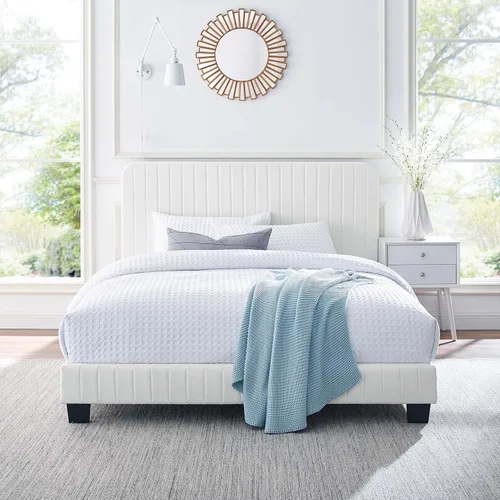 Miniatura 16 de Modway Celine - Cama con plataforma de terciopelo copetudo y alto rendimiento con canal en color rosa polv