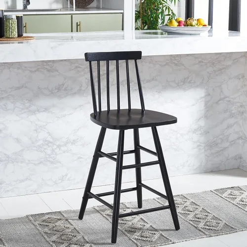 Miniatura 8 de Safavieh Home Collection May Farmhouse - Taburete de madera maciza con husillo negro de 25 pulgadas