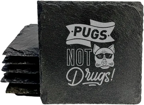 Miniatura 18 de Engraved Dog Cat Paw Coasters Set of 4 – Dog Cat Silhouette Paw Print Design – 4 Inch Round Slate – Pet Lover Home Decor – Handmade in Oregon USA